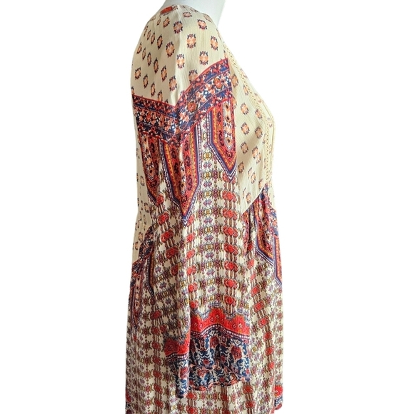 Altar'd State Womens Boho Bell Sleeve Mini Dress Sz Small - Picture 3 of 13